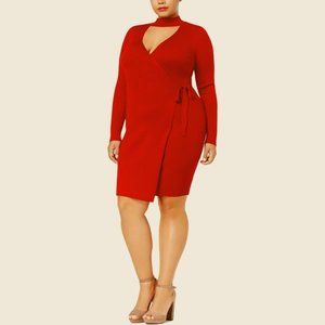 red wrap dress